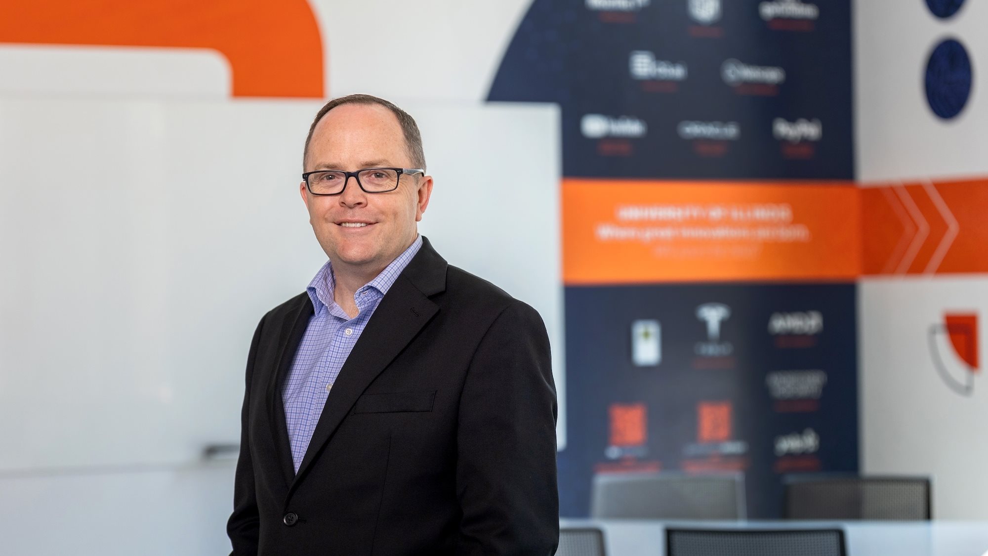 Jed Taylor standing in Technology Entrepreneur Center