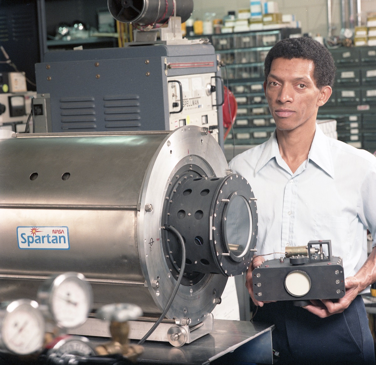 George R. Carruthers in his lab
