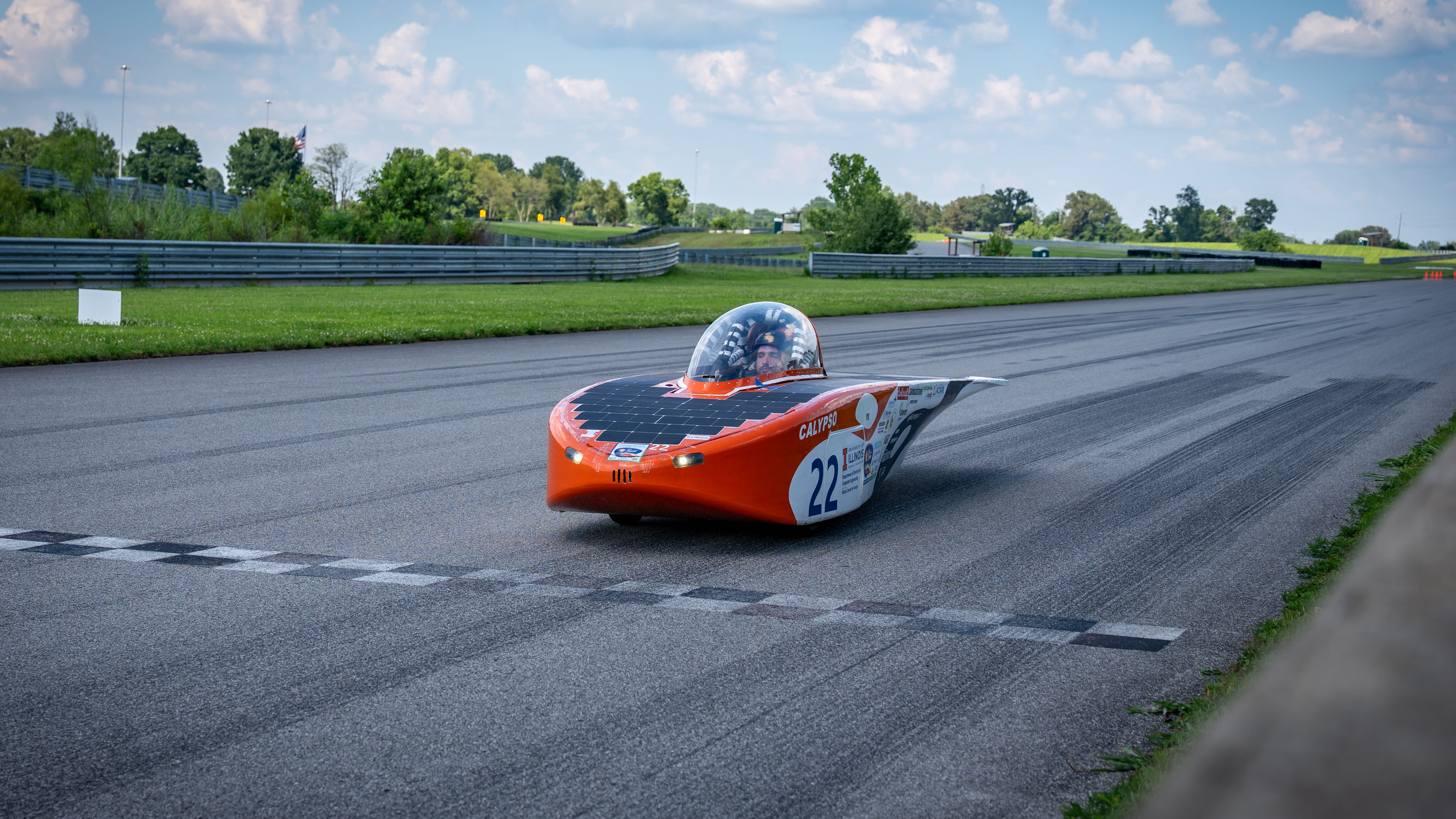 The Illini Solar Car team won the 2025 Formula Sun Grand Prix single-occupant vehicle category with their car, Calypso, at the NCM Motorsports Park Track in July 2025.