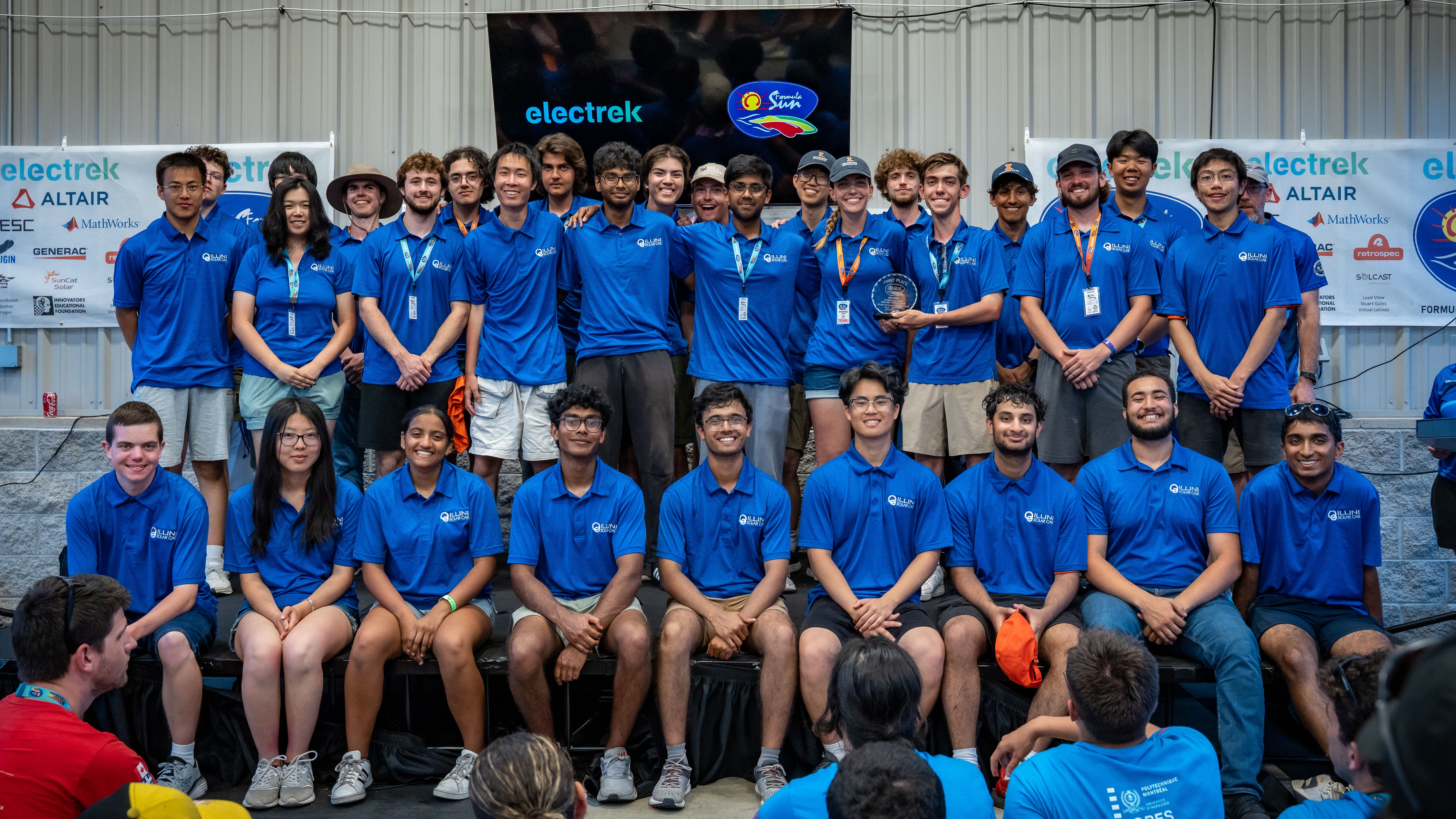 The Illini Solar Car team won the 2025 Formula Sun Grand Prix single-occupant vehicle category with their car, Calypso, at the NCM Motorsports Park Track in July 2025.