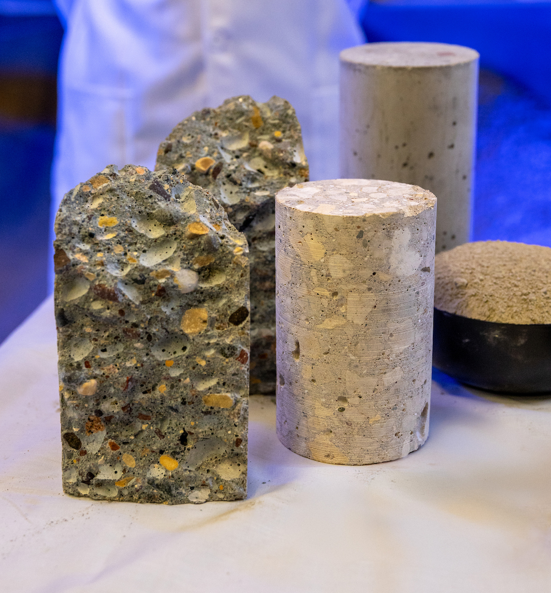 Concrete core samples from Nishant Garg's research team in CEE.