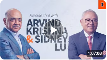 Mary McDowell, Sidney Lu, Arvind Krishna and Rashid Bashir sitting on a stage in front of orange and blue backdrops with Grainger Engineering and Hall of Fame branding.