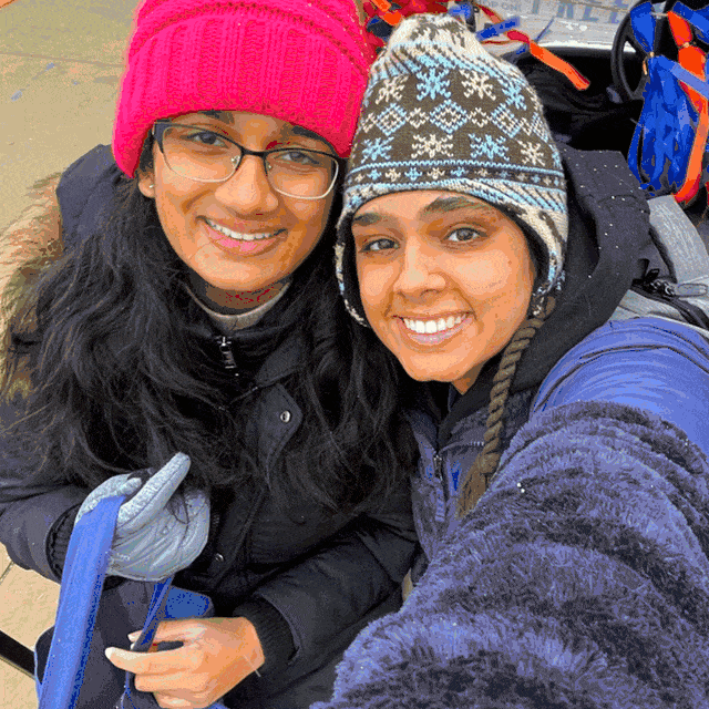 Animated GIF that flashes through photos of Divya and Jaya together.