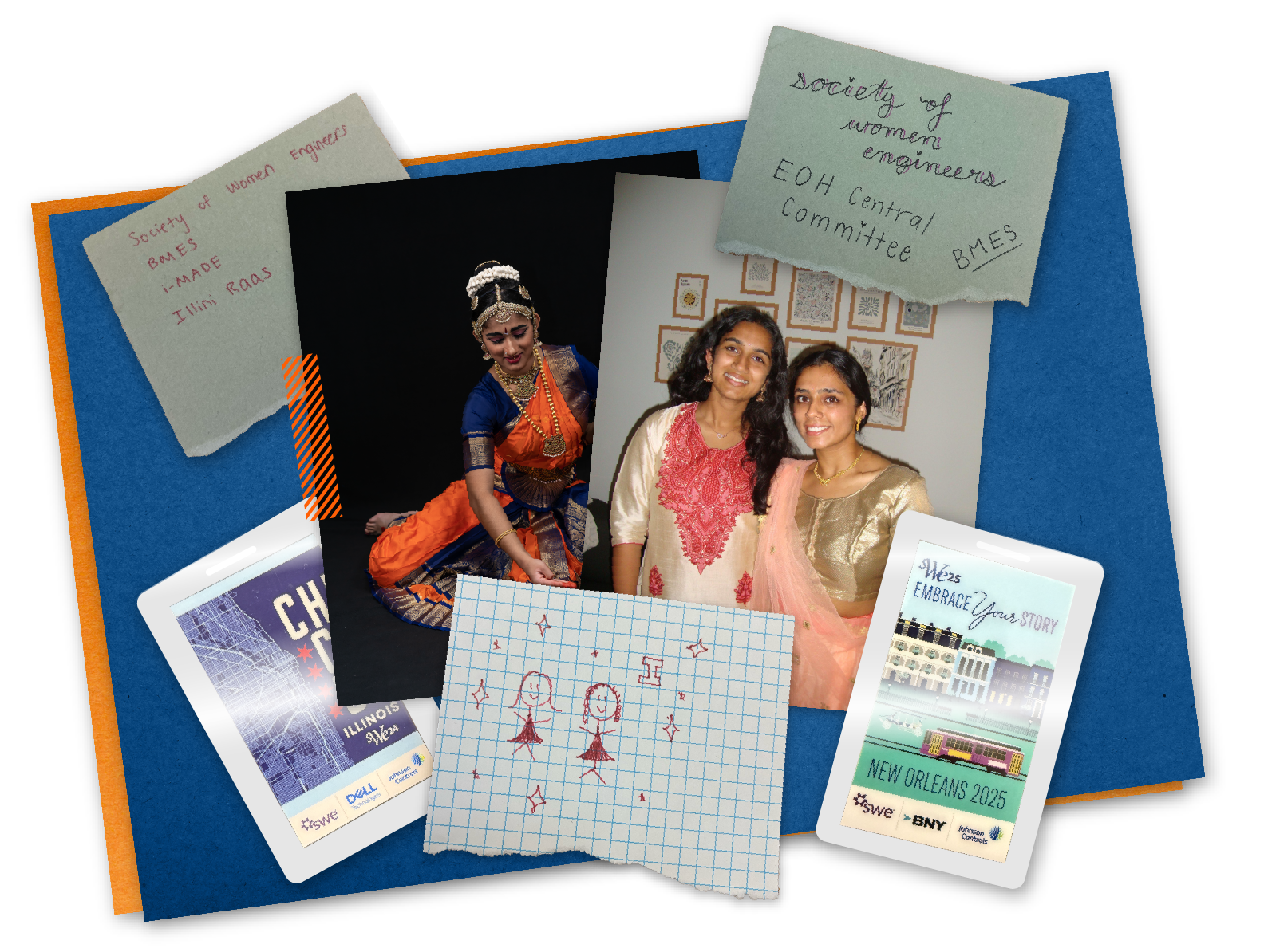 Photos of Divya and Jaya together in a collage with their RSO drawings and information.