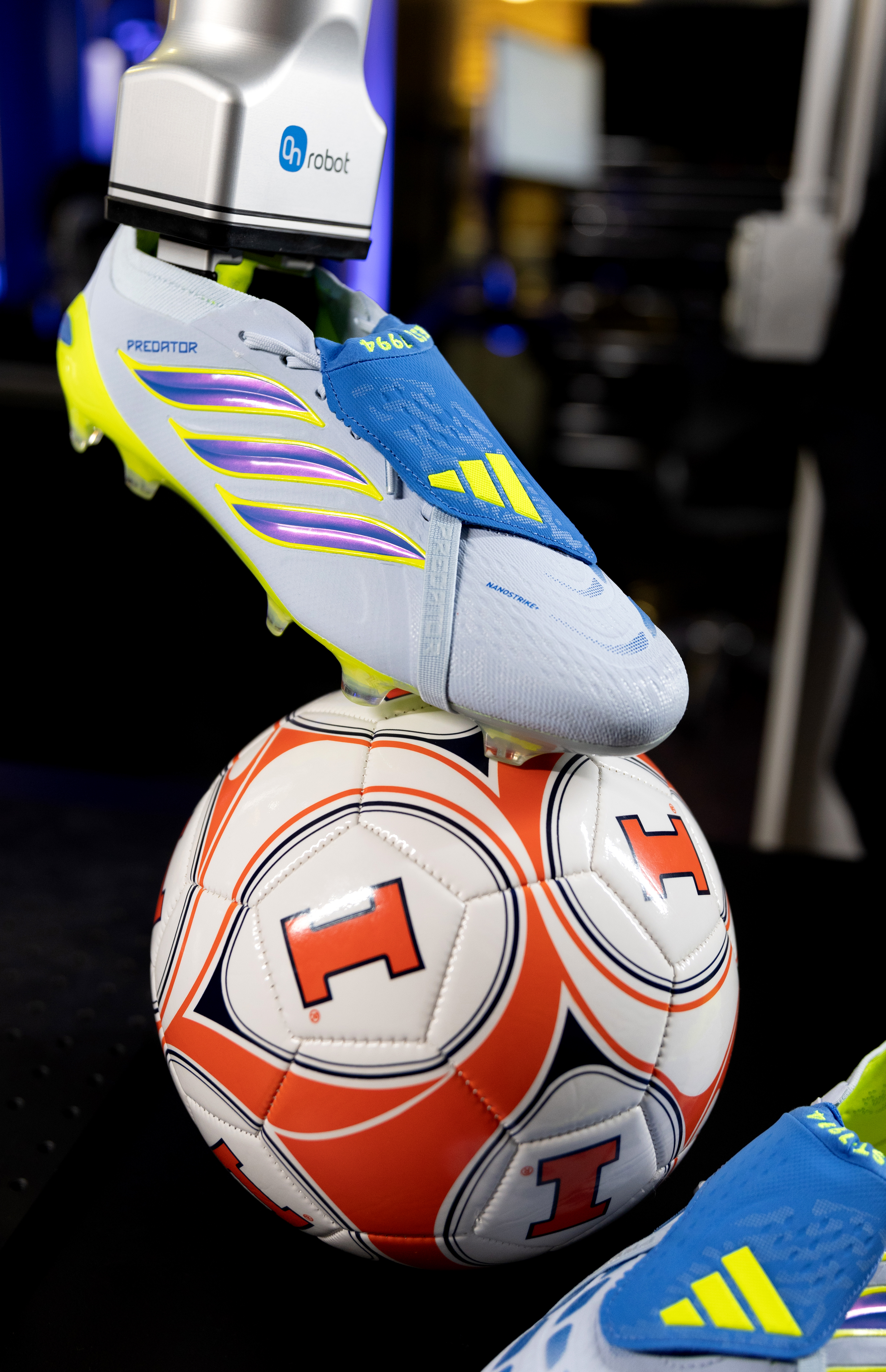 Photo of Addidas cleats that use microstructures in World Cup soccer shoes.