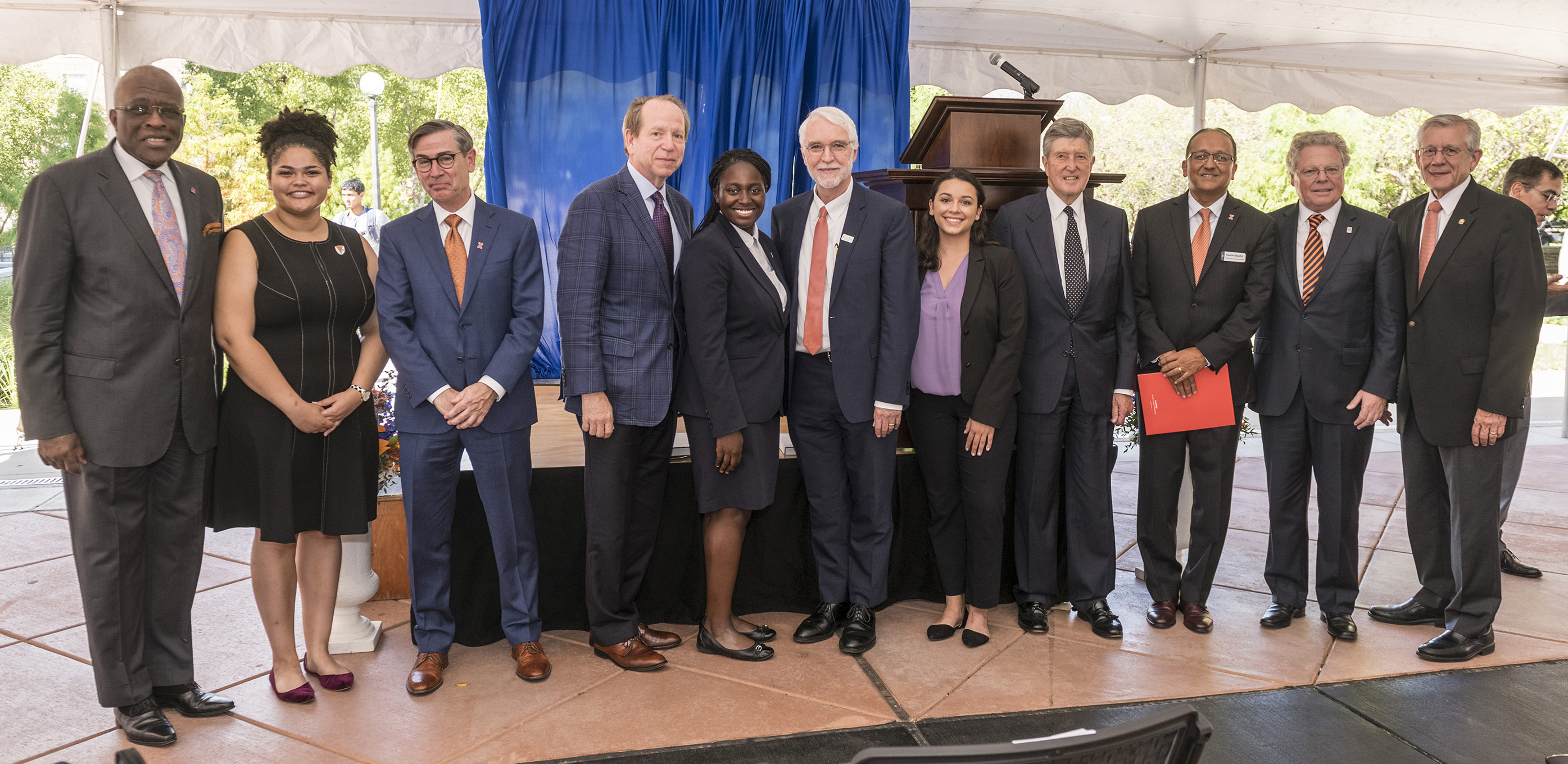 University of Illinois, engineering college campus administration and Grainger Foundation associates at the naming of The Grainger College of Engineering ceremony.