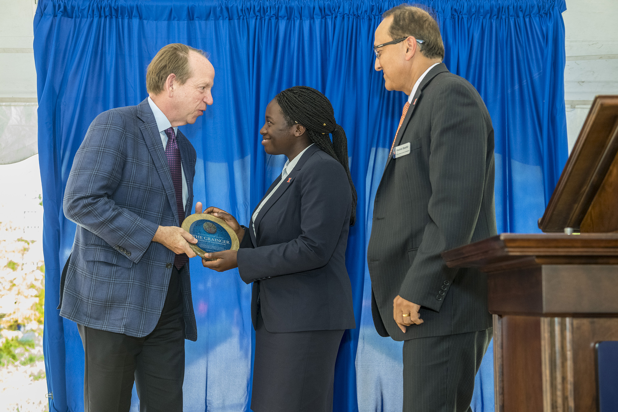 Student recieving award