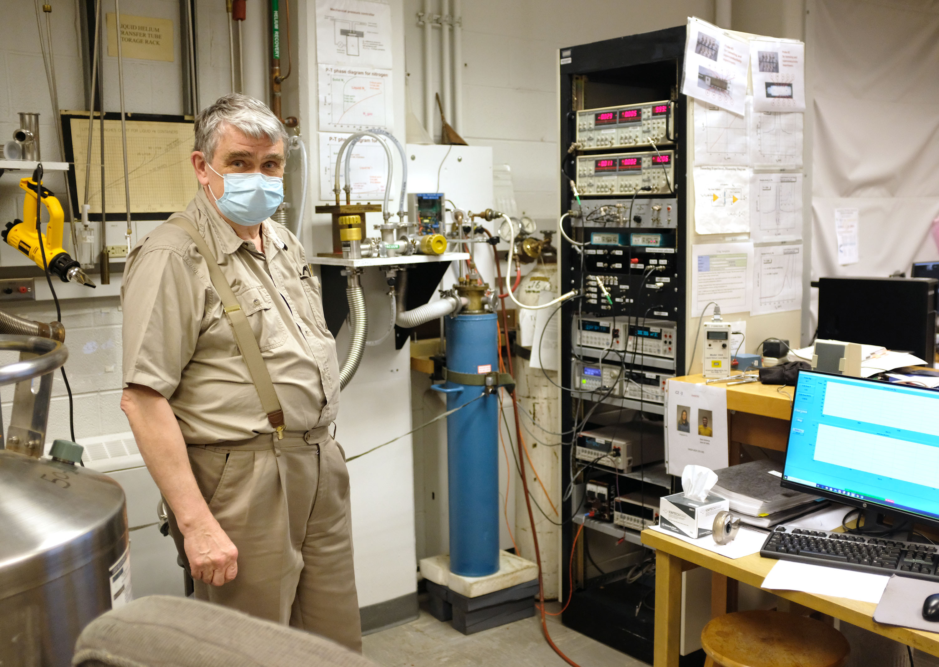 The Physics 403 advanced course, taught during the Spring 2020 semester by Eugene Colla, pictured here, senior lecturer, and Virginia (Gina) Lorenz, associate professor, was successfully converted to remote instruction from the fifth floor of the Engineering Sciences Building (ESB) in Urbana.