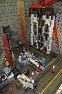 Controlled rocking system in the MUST-SIM facility at Illinois.