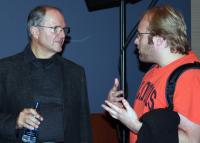 Following his presentation and a Q&amp;amp;A session, Mundie took time for some one-on-one with students.