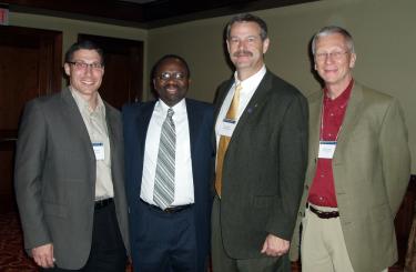 Dean with Illini Astronauts (l to r) Michael Hopkins (BS 1991, AE), Dean Adesida, Scott Altman (BS 1981, AE), and Steve Nagel (BS 1969, AE).