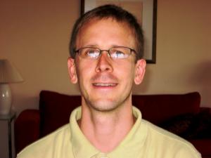 Jeff Roesler in his Santiago apartment.