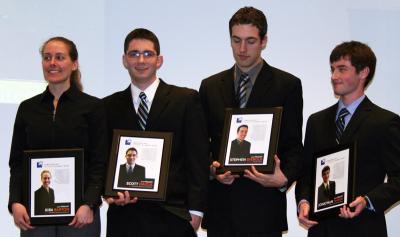 This year's finalists (l to r) Kira Barton, Scott Daigle, Stephen Diebold, and Jonathan Naber.