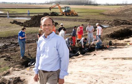 Prasanta Kalita and students research erosion control at new facility.