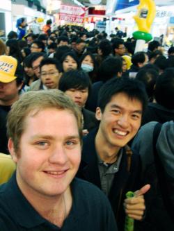 Mikols (foreground) studied in Taiwan during the Fall 2009 semester. This image was taken at the Taipei Convention Center in Taiwan.