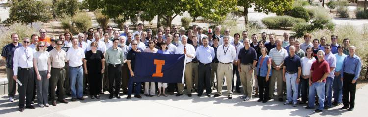 Over 70 Sandia employees, all Illinois alumni, enthusiastically gathered for this group photo to assert their pride in that connection. Even more remarkable is what is lacking from this photo: this group does not even constitute half the total number of UIUC alums (200+) employed by Sandia.