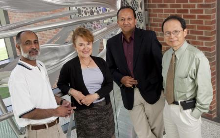 (l to r) CNST associate director Irfan Ahmad, Martha Gillette, Rashid Bashir (PI), and Jimmy Hsia. Taher Saif (a Co-PI) is not pictured.