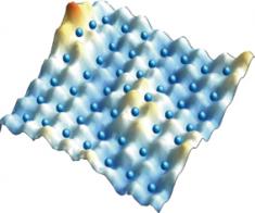 Rubidium atoms isolated in an optical lattice.