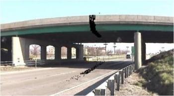 Scan of damaged bridge girders on Illinois Route 162 bridge over I-55/70, Troy, Ill.