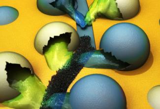 A conductive charge transfer salt is formed upon release of solutions of its precursors from microcapsule cores, bridging a crack in a gold line and restoring conductivity.