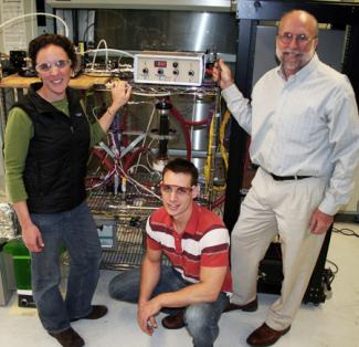 The research group (l to r): Kaitlin Mallouk, David Johnsen, and Professor Mark Rood.