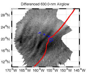 The consortium's camera captured images like this one of the signature of the Airglow layer over Hawaii during the 2011 Tsunami that eventually devastated Japan.