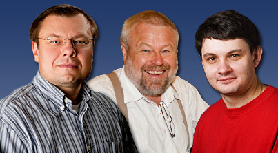 (l to r) Professor Alexey Bezryadin, Assoc. Professor Alfred Hubler, and Postdoc Andrey Belkin