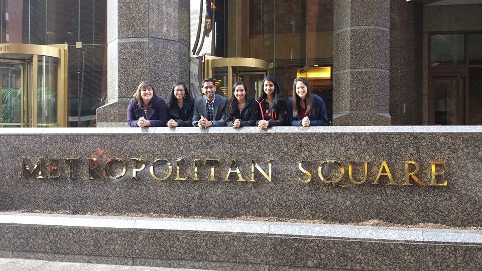 The victorious TAP team included from left to right: Stephanie Slania, Asha Kirchoff, Ravi Chandra Yada, Malika Modak, Divya Tankasala and Amelia Johnson