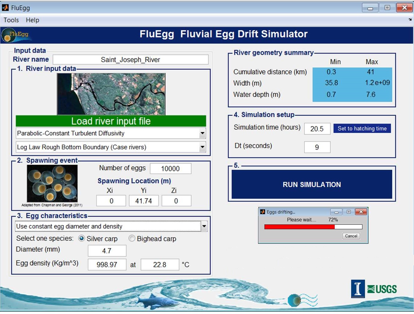 The latest version of the The FluEgg model is available online and includes a user-friendly interface and improved predictions of egg transport in rivers.