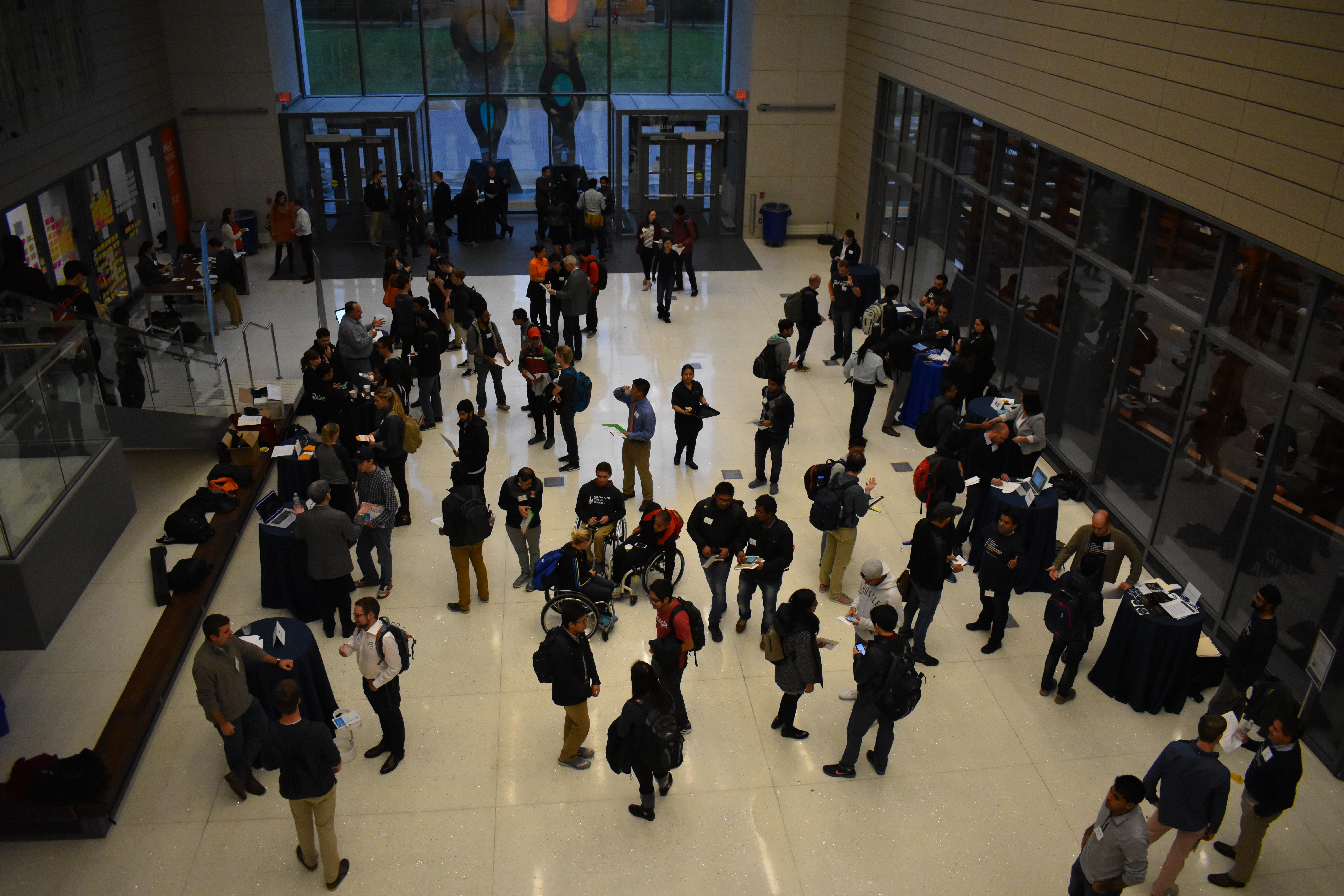 Students network with Chicago-based companies in the ECE building. 