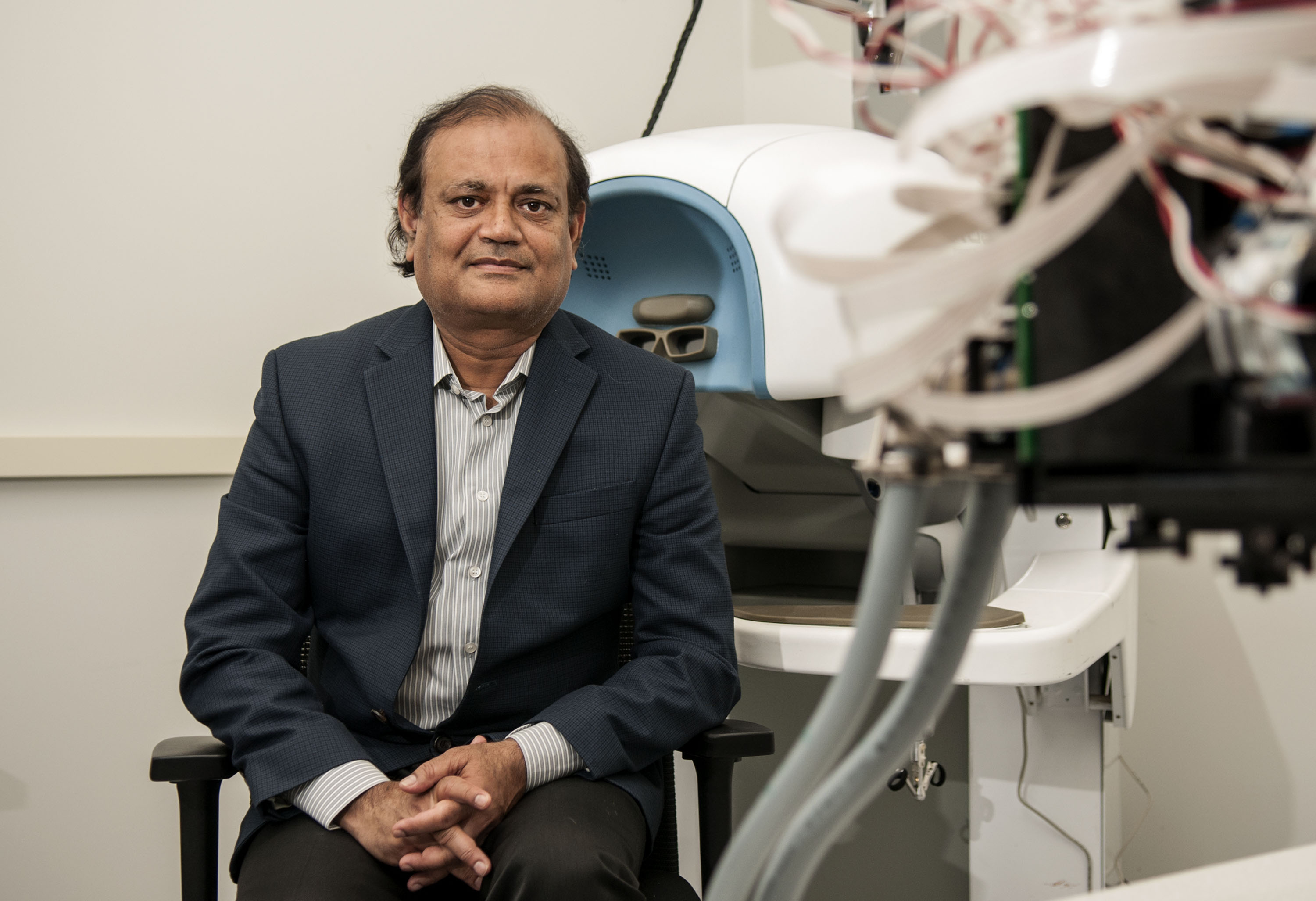 Kesh Kesavadas, a professor of Industrial and Enterprise Systems Engineering, directs the Health Care Engineering Systems Center at Illinois. He has been at the forefront of virtual reality and its application to medicine since 1993. His contributions to robotic surgery will give doctors immediate feedback on whether or not tumors are malignant during surgery.