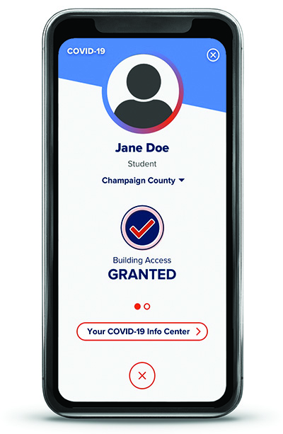 Safer Illinois app showing user status
