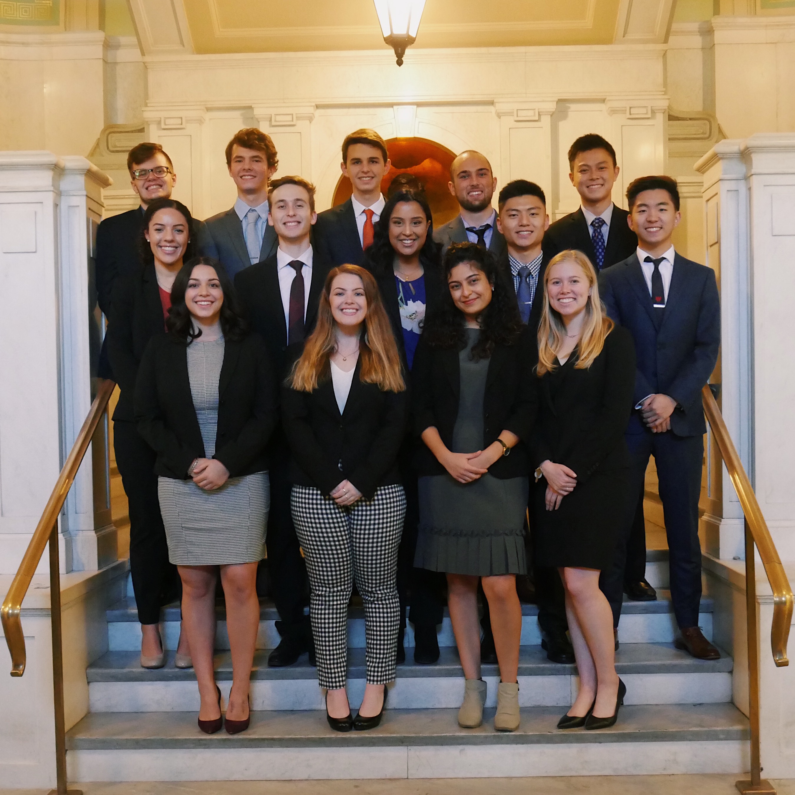 Caitlyn Person (end of left middle row) and her Theta Tau friends.&amp;nbsp;