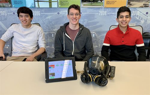 &nbsp;Pictured from left are: Peter Chien (B.S. '22, Mechanical Engineering), Thomas Kaufmann (B.S. '21, Systems Engineering and Design), and Rishi Choudhary (B.S. '22, Systems Engineering and Design).