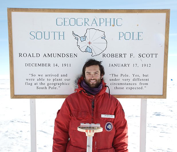 Vieira outside at the South Pole