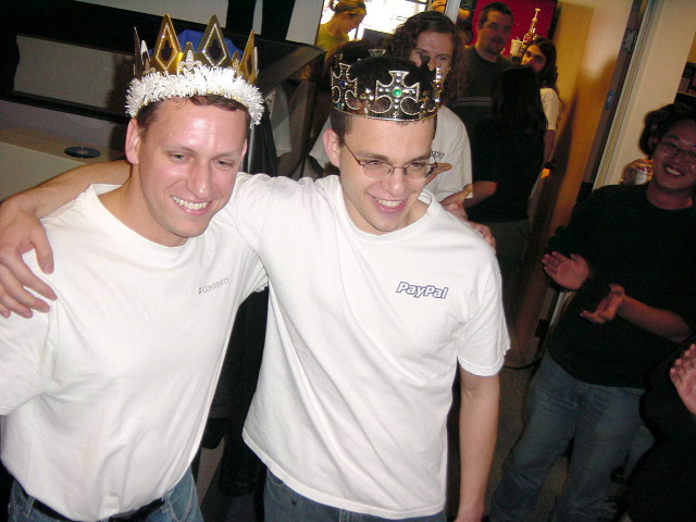 PayPal co-founders Peter Thiel (left) and Levchin (right).