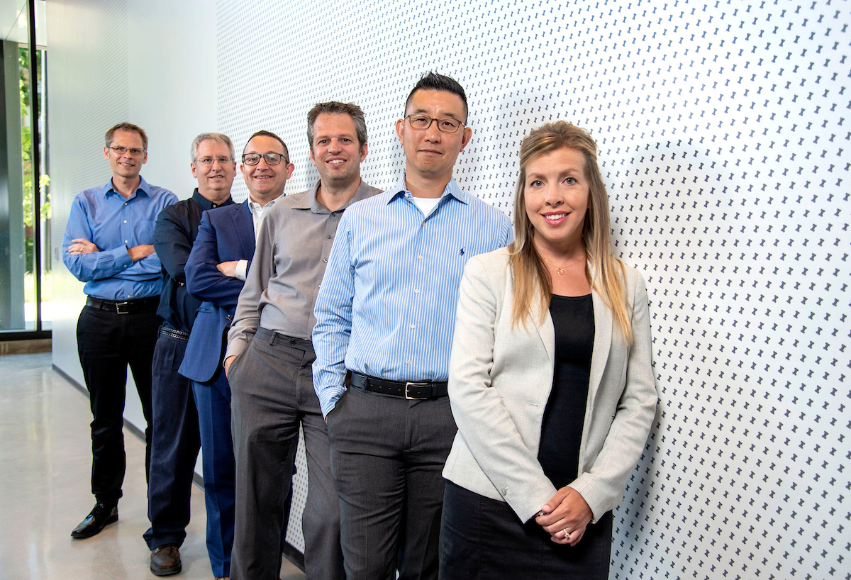 From R-L: Kelly Stephani, Tonghun Lee, Marco Panesi, Francesco Panerai, Gregory S. Elliott, and Daniel J. Bodony are pictured at Campus Instructional Facility
