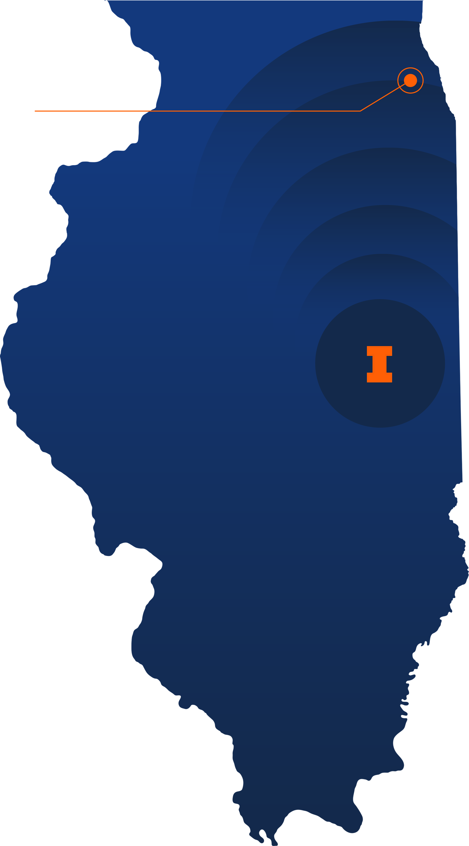 map of Illinois with University of Illinois and Chicago pinned