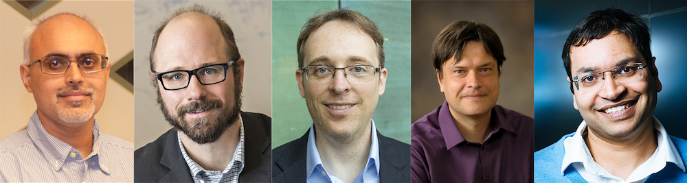 Left to right: Prashant Mehta (MechSE), Mark Anastasio (BioE), Matthew Caesar (CS), Du&Aring;&iexcl;an Stipanovi&Auml;&Dagger; (ISE) and Rakesh Kumar (ECE)