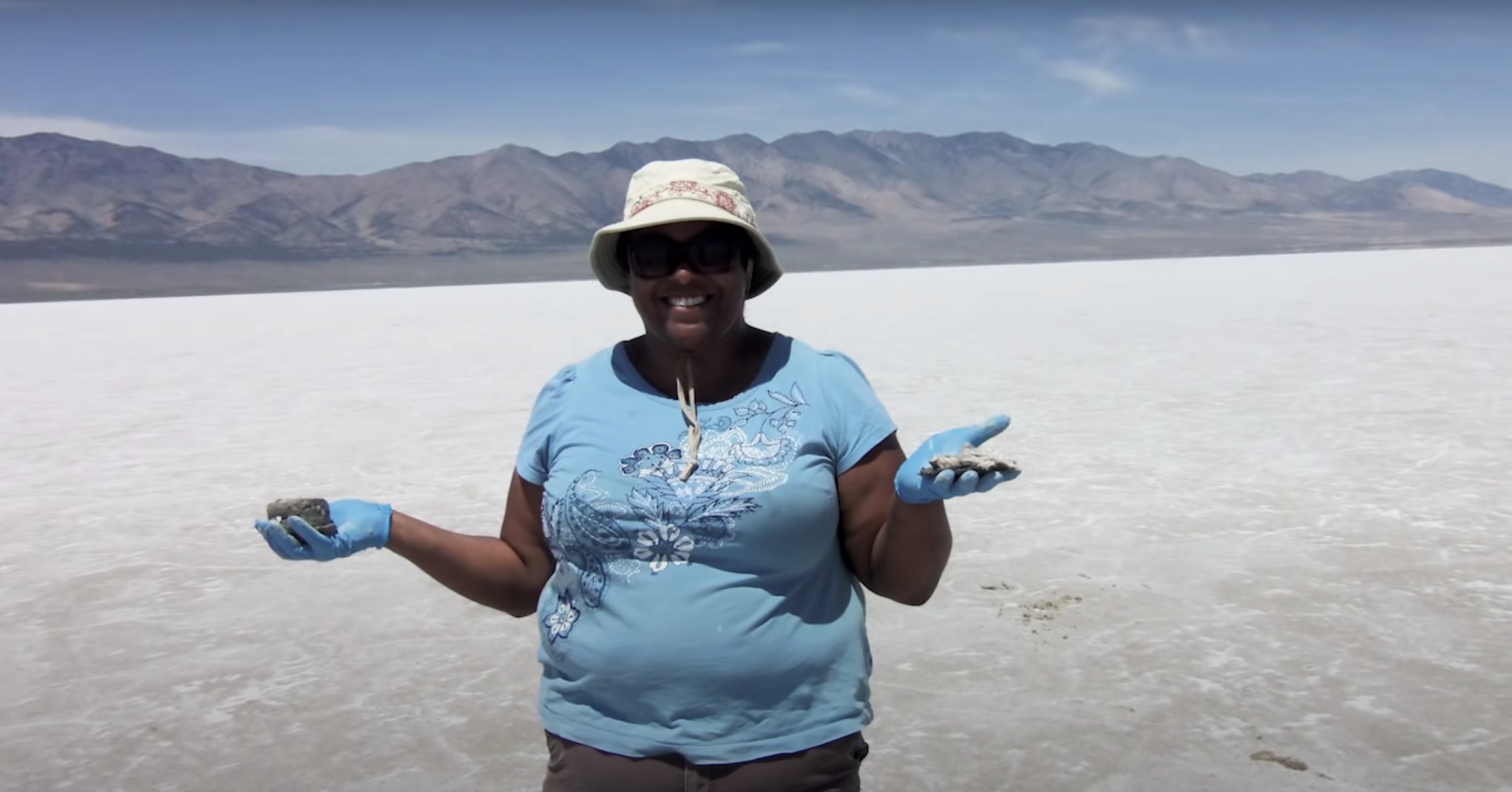 Kennda holding rocks