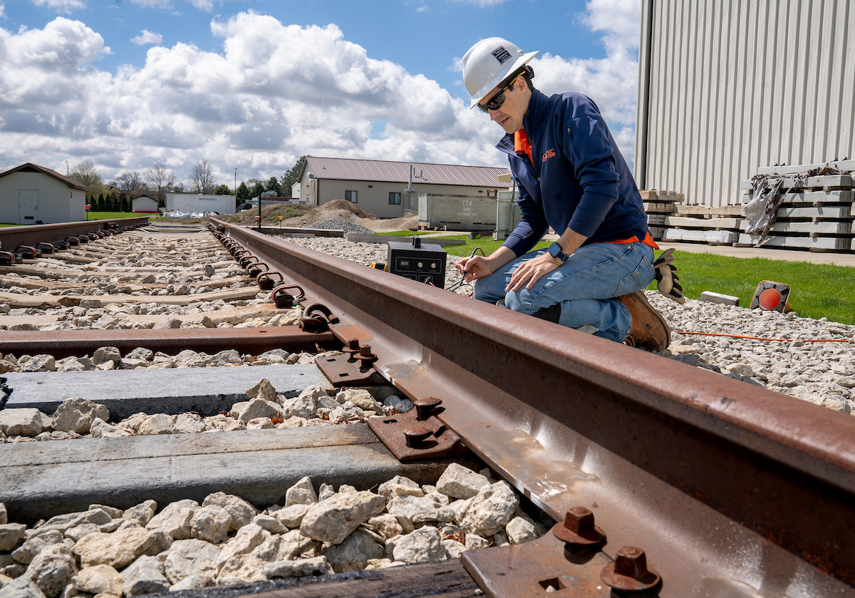 RailTEC faculty, J. Riley Edwards, assistant professor,  Marcus Dersch, 
principal research engineer and Arthur de Oliveira Lima, research engineer,  continue to advance the railroad engineering program while training the next generation at the Research and Innovation Laboratory (RAIL) in Champaign.