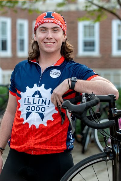 Neal Linden is an Aerospace Engineer and rising sophomore at The Grainger College of Engineering. He is pictured in front of Allen Hall in Urbana in May 2024.