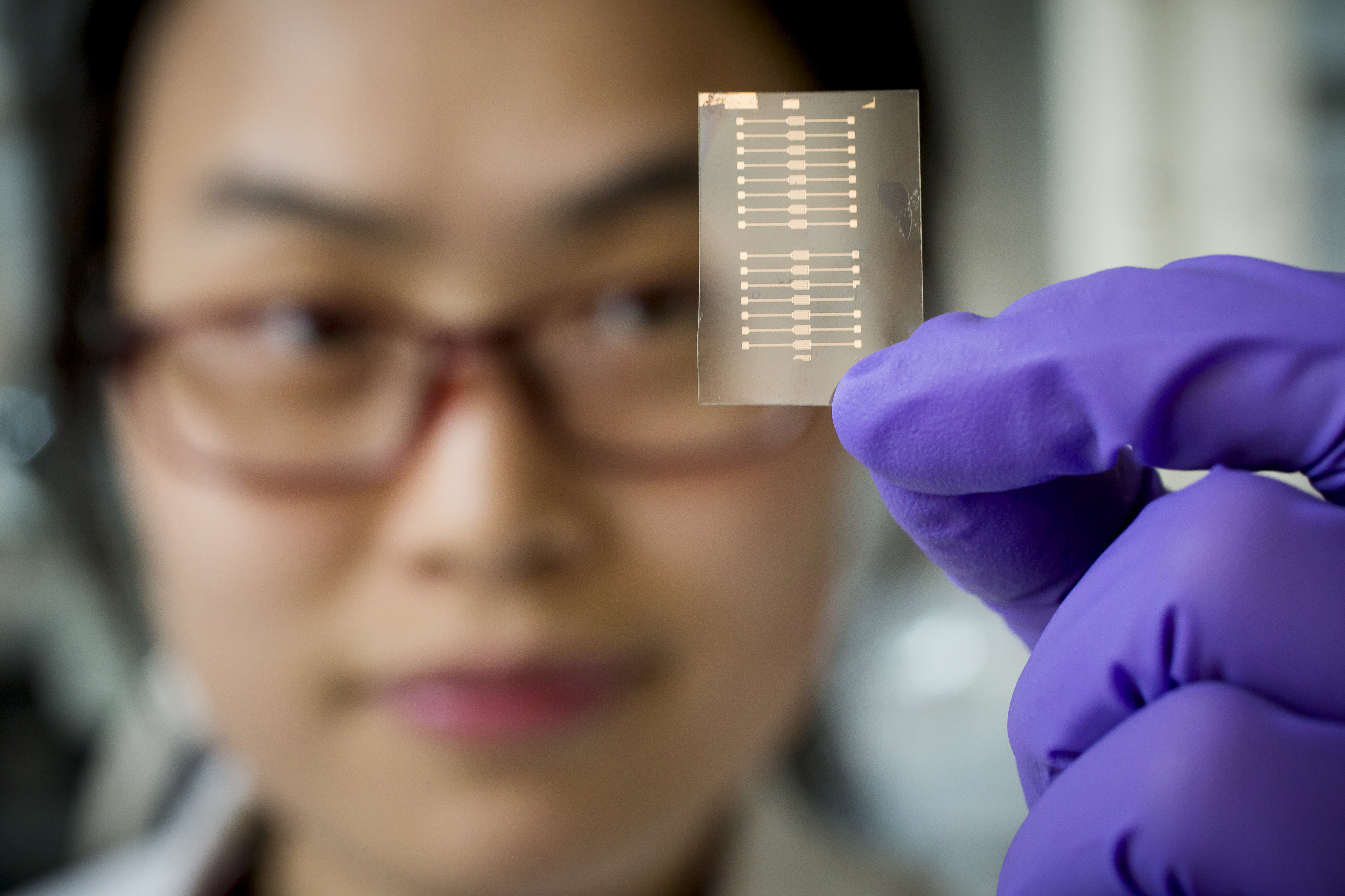 Close up of microchip in a hand