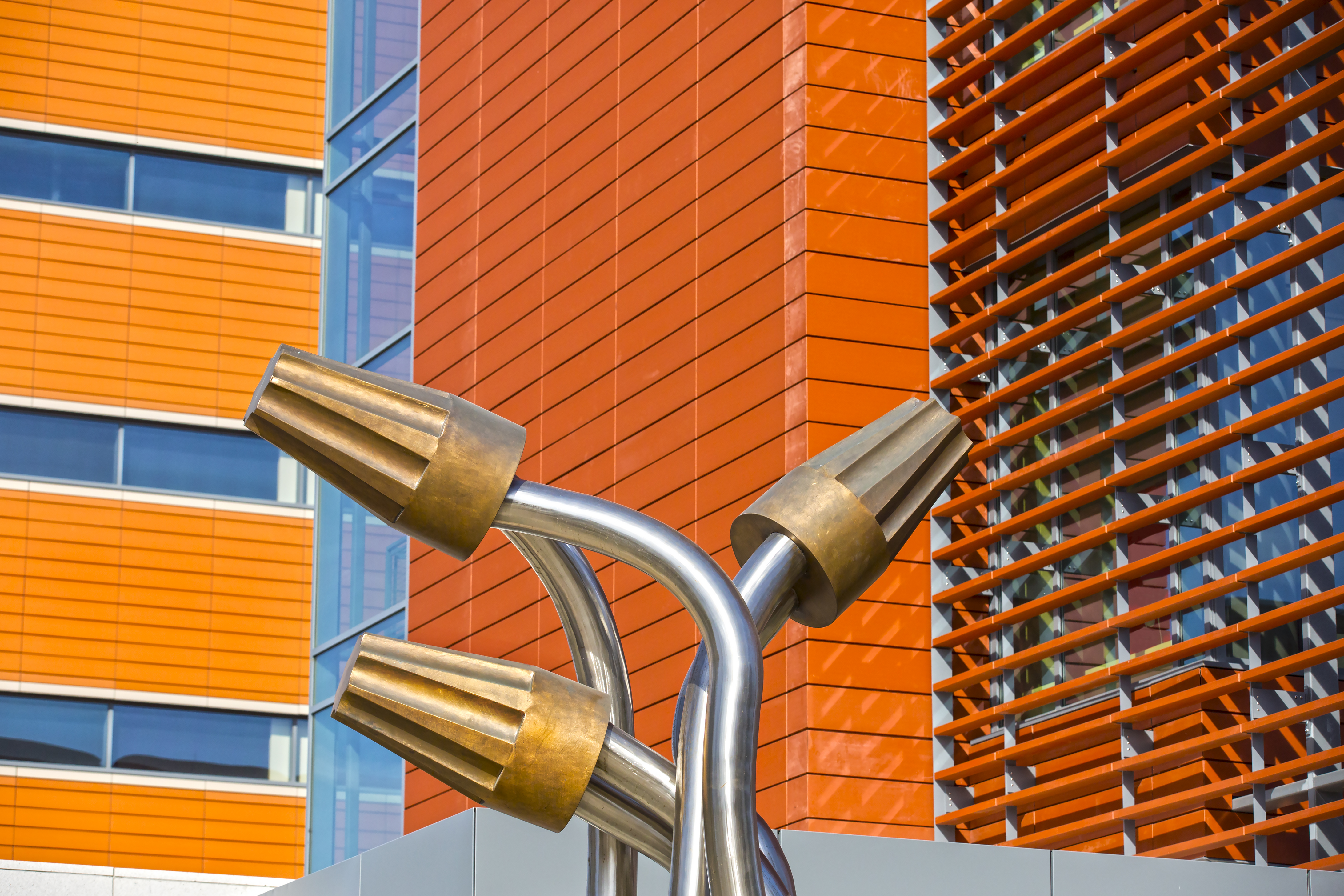 Top of the sculpture &amp;quot;Diss-Connections&amp;quot; by John Adduci, which sits next to the Wright Street entrance to the Electrical and Computer Engineering Building.