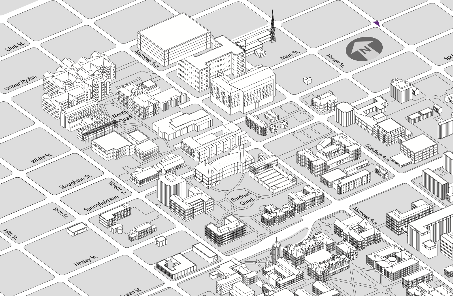 Grayscale map of the Engineering campus at UIUC.